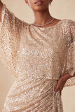 Bodycon rosa scintillante con collo tondo paillettes arricciati Vestito corto di cocktail con fascia