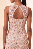 Blush Bodycon Body Neck Abito Corto di cocktail con perline