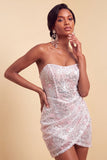 Blush Bodycon Paillett Arricciati Abito corto di cocktail
