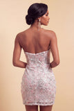 Blush Bodycon Paillett Arricciati Abito corto di cocktail