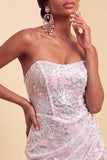 Blush Bodycon Paillett Arricciati Abito corto di cocktail