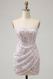 Blush Bodycon Paillett Arricciati Abito corto di cocktail