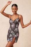 Bodycon nero con spalline spaghetti paillettes vestito corto floreale per il ritorno a casa con fessura