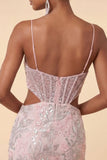 Corsetto bodycon blush con spalline spalmlie scortate Paillett vestito corto floreale per il ritorno a casa