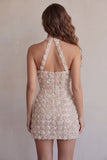 Abito di ritorno a casa corto bodycon collo a neve con scollo a botte e paillettes