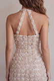 Abito di ritorno a casa corto bodycon collo a neve con scollo a botte e paillettes
