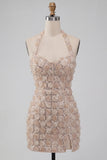 Abito di ritorno a casa corto bodycon collo a neve con scollo a botte e paillettes