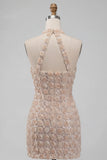 Abito di ritorno a casa corto bodycon collo a neve con scollo a botte e paillettes