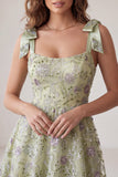 Vestito corto di ritorno a casa corto A-line Sage con spalle spesse