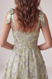 Vestito corto di ritorno a casa corto A-line Sage con spalle spesse