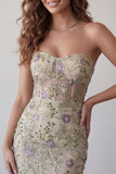Sweetheart Dusty Sage Bodycon Corsetto Trasparente Corto da cocktail con perline