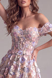 Corsetto A a tramonta 3D rosa Applique floreali A a spalla e corsetto lungo