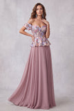 Vestito elegante vintage 3D in stile floreale color A a linea a spalla