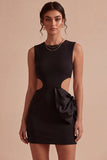 Bodycon Abito bianco con scollo tondo con fiocco