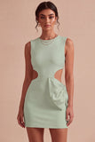 Bodycon Abito bianco con scollo tondo con fiocco