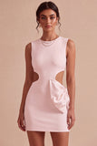 Bodycon Abito bianco con scollo tondo con fiocco
