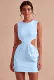 Bodycon Abito bianco con scollo tondo con fiocco