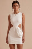 Bodycon Abito bianco con scollo tondo con fiocco