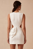 Bodycon Abito bianco con scollo tondo con fiocco