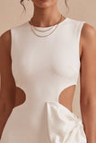 Bodycon Abito bianco con scollo tondo con fiocco