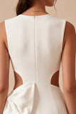 Bodycon Abito bianco con scollo tondo con fiocco