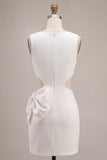 Bodycon Abito bianco con scollo tondo con fiocco