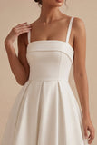 Abito da fidanzamento Midi elegante a linea bianca a linea A