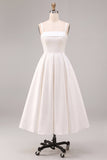 Abito da fidanzamento Midi elegante a linea bianca a linea A