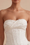 Abito da bridal shower Sweetheart White A-Line Corset Floreale con Volant