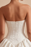 Abito da bridal shower Sweetheart White A-Line Corset Floreale con Volant