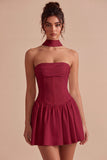 Abito da bridal shower senza spalline in linea A con sciarpa al collo