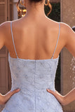 Abito corto di fine Bodycon blu con spalline a volant