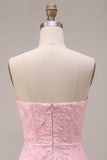 Corsetto bodycon rosa Jacquard senza spalline Abito corto da ritorno a casa con fiocco