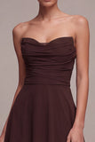 Abito Elegante Lungo in Chiffon A-Line Sweetheart Caffè Scuro