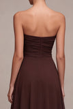 Abito Elegante Lungo in Chiffon A-Line Sweetheart Caffè Scuro