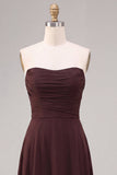 Abito Elegante Lungo in Chiffon A-Line Sweetheart Caffè Scuro