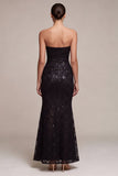 Abito elegante Maxi a spalline nere con paillettes