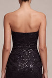 Abito elegante Maxi a spalline nere con paillettes