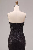 Abito elegante Maxi a spalline nere con paillettes