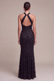 Abito formale Maxi con paillettes nere a paillettes nere sirena