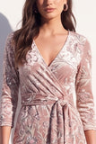 Vestito da lavoro grigio a maniche floreali 3/4 midi