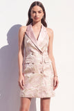 Mini vestito a bavero floreale rosa Jacquard Peak
