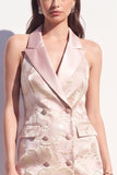 Mini vestito a bavero floreale rosa Jacquard Peak