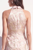 Mini vestito a bavero floreale rosa Jacquard Peak
