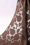 Corsetto espresso a linea A con collo a capezza pizzo floreale con dietro e lungo abito da damigella con fessura