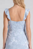 Vestito da damigella lungo con spalle floreali Jacquard e spacco