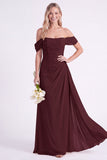 Vestito lungo da damigella in chiffon spalla a spalla