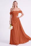 Vestito lungo da damigella in chiffon spalla a spalla