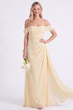 Vestito lungo da damigella in chiffon spalla a spalla