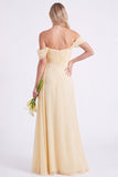 Vestito lungo da damigella in chiffon spalla a spalla
